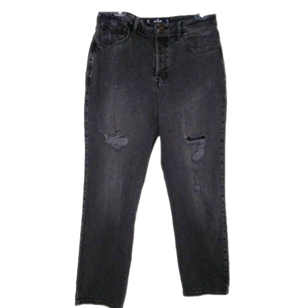 HOLLISTER CA Ultra High Rise Vintage Straight Ripped Button Fly Stretch Jean 13R